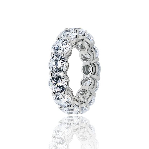 10.50 Ct. tw. Ladies CZ Eternity Band Ring 14K White Gold - Picture 2 of 3